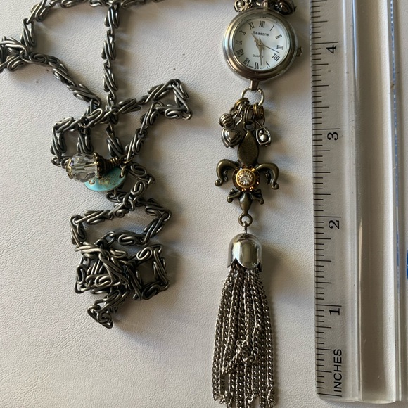 Necklace watch Pendant fleur de Lis tassel - Picture 8 of 12